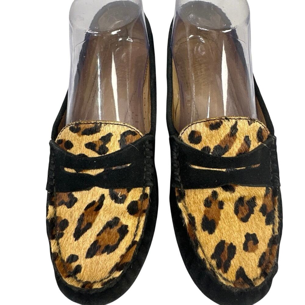Ralph Lauren Camila Leopard Suede Loafers leather upper & lining women size 6B
